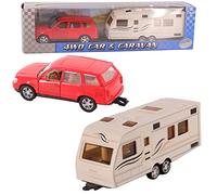 D.A.Y. Republic Red, 1:40 Scale Diecast Metal 4X4 Car and Caravan Toy With Plastic Parts and Opening Doors, Perfect as a Prop or Play Vehicle a Great Present for Boys and Girls (Red)