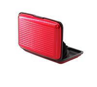 D.A.Y. Republic RFID Blocking Credit Card Holder, Card Protector, Aluminium, Business Card Case for Women or Men, Metal ID Organiser Wallet with 6 Slots, Compact and Convenient, Travel Wallet (Red)
