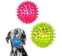 D.A.Y. Republic Set of 3 Light up Spiky Squeaky Dog Pet Play Balls, Floatable, Fetch Play Toy, In Fluorescent Colours, Easy to see, Perfect for Training Exercises