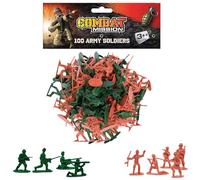D.A.Y. Republic WWII Plastic Toy Soldiers - 100 Green & Brown Army Men Figures with Battlefield Accessories, 3.5cm, Age 3+, Kids Military War Game Action Set
