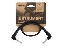 D'Addario Classic Series Instrument Patch Cable PW-CGTPRA-01 – 1 ft Right-Angle, 1/4" Ends