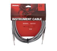 D’Addario Accessories Custom Series Braided Guitar Cable - Instrument Cable with Nickel Plated ¼ Inch Ends - Protects Guitar Cord Against Cuts, Kinking - 20 feet - Grey