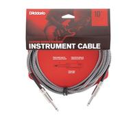 D’Addario Accessories Custom Series Braided Guitar Cable - Instrument Cable with Nickel Plated ¼ Inch Ends - Protects Guitar Cord Against Cuts, Kinking - 10 feet - Grey