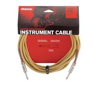 D'Addario Guitar Cable Custom Series Braided – Nickel-plated 1/4" Ends, Cut-resistant, 20 ft Tweed