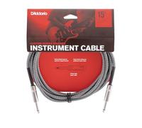 D’Addario Accessories Custom Series Braided Guitar Cable - Instrument Cable with Nickel Plated ¼ Inch Ends - Protects Guitar Cord Against Cuts, Kinking - 15 feet - Grey