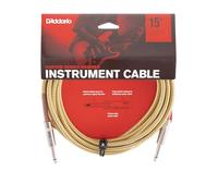 D’Addario Accessories Custom Series Braided Guitar Cable - Instrument Cable with Nickel Plated ¼ Inch Ends - Protects Guitar Cord Against Cuts, Kinking - 15 feet - Tweed