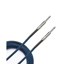 D’Addario Accessories Custom Series Braided Guitar Cable - Instrument Cable with Nickel Plated ¼ Inch Ends - Protects Guitar Cord Against Cuts, Kinking - 20 feet - Blue
