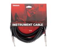 D’Addario Accessories Custom Series Coiled Guitar Cable - Coiled Instrument Cable with Nickel Plated ¼ Inch Ends - Warm, Vintage Look & Tone - 30ft (10ft Coiled) - Black