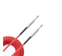 D’Addario Accessories Custom Series Coiled Guitar Cable - Coiled Instrument Cable with Nickel Plated ¼ Inch Ends - Warm, Vintage Look & Tone - 30ft (10ft Coiled) - Red