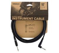 D’Addario Classic Series Guitar Cable Straight to Angle Jack (10ft / 3m, Black)