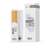 D’Addario Woodwinds - Organic Select Jazz Baritone Saxophone Reeds - Baritone Sax Reeds - Individually Sealed - Filed, Soft, Strength 2, 5-Pack