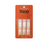 Rico Saxophone Reeds - Reeds for Alto Saxophone - Thinner Vamp Cut for Ease of Play, Traditional Blank for Clear Sound, Unfiled for Powerful Tone - Alto Sax Reeds 3 Strength, 3-Pack