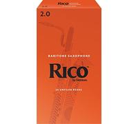 D’Addario Woodwinds - Rico Baritone Sax Reeds - Baritone Saxophone Reeds - Baritone Reeds Crafted for Beginners, Students, Educators - Strength 2.0, Pack of 25