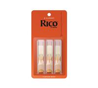 D'Addario Woodwinds - Rico Bb Clarinet Reeds - Reeds for Clarinet - Thinner Vamp Cut & Unfiled for Ease of Play, Traditional Blank for Clear Sound - Clarinet Reeds 2.5 Strength, 3-Pack