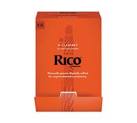 D'Addario Woodwinds - Rico Bb Clarinet Reeds - Reeds for Clarinet - Thinner Vamp Cut & Unfiled for Ease of Play, Traditional Blank for Clear Sound - Clarinet Reeds 3 Strength, 50-Pack