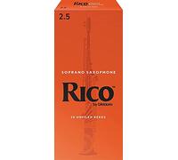 D’Addario Woodwinds - Rico Soprano Sax Reeds - Soprano Saxophone Reeds - Soprano Reeds Crafted for Beginners, Students, Educators - Strength 2.5, 25-Pack