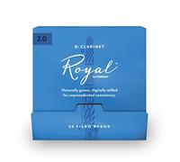 D’Addario Woodwinds Royal Bb Clarinet Reeds - B Flat Clarinet Reeds - Reeds for Clarinet - Clarinet Bb Reeds - Strong Spine - Filed Cut - Strength 2.0, pack of 25