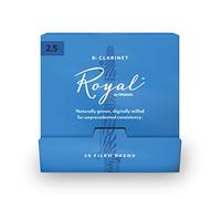 D’Addario Woodwinds Royal Bb Clarinet Reeds - B Flat Clarinet Reeds - Reeds for Clarinet - Clarinet Bb Reeds - Strong Spine - Filed Cut - Strength 2.5, pack of 25