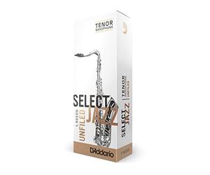 D’Addario Woodwinds Select Jazz Tenor Sax Reeds, Unfiled, Strength 2 Hard, 5-Pack