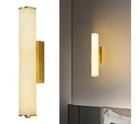 d Alabaster Wall Sconces, 15.7" Modern Natural Marble Wall Light, Bathroom Vanity Lighting Stone Wall Lighting Fixtures, Indoor LED Wall Mount Lamp for Living Room Bedroom Hallway Kitchen