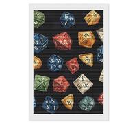 D and 20 Dice Dungeons Funny Diamond Art Kits for Adults Round Full Drill Picture Decor for Home Wall