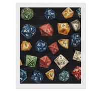 D and 20 Dice Dungeons Funny Diamond Art Kits for Adults Round Full Drill Picture Decor for Home Wall
