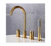 d Bathtub Faucet with Handheld Shower 2 Handle Deck Mounted Tub Filler Mixer Tap 4 Hole Hot & Cold Water Tap Design for Modern Bathrooms