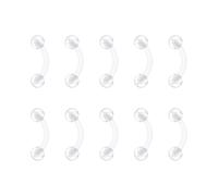 D.Bella 10pcs Clear Curved Barbells Retainer 16G Plastic Eyebrow Earring Lip Helix Tragus Rook Bars 6mm Labret Flexible Retainers Acrylic Bioflex Piercing