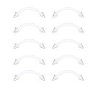 D.Bella 10pcs Clear Curved Barbells Retainer 16G Plastic Eyebrow Earring Lip Helix Tragus Rook Bars 12mm Labret Flexible Retainers Acrylic Bioflex Piercing