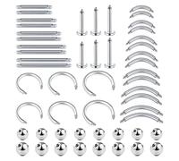 D.Bella 14G 16G 18G Barbell Sticks Piercing Set Tragus Cartilage Helix Earrings Studs Tongue Nipple Barbells Replacement Balls Short Labret Lip Rings 4-20mm Medusa Conch Piercing Jewelry
