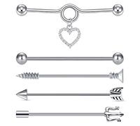 D.Bella 14G Industrial Bar Piercing Earring Cartilage Piercing Jewelry 38mm 1&1/2 Inch Stainless Steel Industrial Piercing Bar
