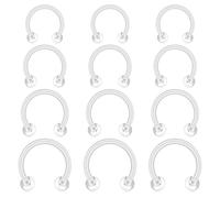D.Bella 16G Clear Horseshoe Retainer Nose Lip Plastic Septum Helix Tragus Ring Bioflex Acrylic Rook Daith Piercing Retainer Plastic Horseshoe Barbell for Work School 6mm-12mm