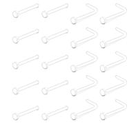 D.Bella 18G 20G Clear Nose Studs Acrylic L Shape Nose Rings Bioflex Bone Pin Straight Nose Studs Flexible Nose Piercing Retainer Flat Top for Men Women, Plastic, plastic