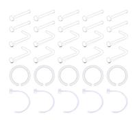 D.Bella 18g Clear Nose Studs L Shaped Nose Piercing C Shaped Nose Rings Hoop Nose Piercing Jewelry 30pcs