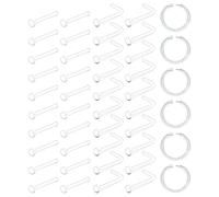 D.Bella 18g Clear Nose Studs L Shaped Nose Piercing Nose Rings Clicker Hoop Nose Piercing Jewelry 26pcs