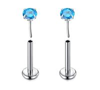 D.Bella 2Pcs G23 Titanium Labret Studs 16G Lip Stud Piercing Threadless Push in Lip Bar Nose Piercings Helix Tragus Conch Piercing Jewelry