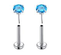 D.Bella 2Pcs G23 Titanium Labret Studs 16G Lip Stud Piercing Threadless Push in Lip Bar Nose Piercings Helix Tragus Conch Piercing Jewelry