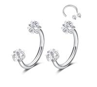 D.Bella 2Pcs Horseshoe Nose Rings Hoops Septum Ring 316L Stainless Steel Nose Rings CZ Horseshoe Septum Lip Labret Eyebrow Helix Daith Ear Piercing Jewelry For Women Men