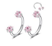 D.Bella 2Pcs Horseshoe Nose Rings Hoops Septum Ring 316L Stainless Steel Nose Rings CZ Horseshoe Septum Lip Labret Eyebrow Helix Daith Ear Piercing Jewelry For Women Men