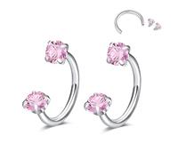 D.Bella 2Pcs Horseshoe Nose Rings Hoops Septum Ring 316L Stainless Steel Nose Rings CZ Horseshoe Septum Lip Labret Eyebrow Helix Daith Ear Piercing Jewelry For Women Men
