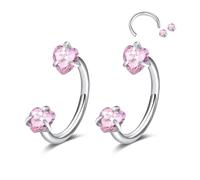 D.Bella 2Pcs Horseshoe Nose Rings Hoops Septum Ring 316L Stainless Steel Nose Rings CZ Horseshoe Septum Lip Labret Eyebrow Helix Daith Ear Piercing Jewelry For Women Men