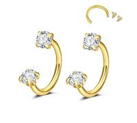 D.Bella 2Pcs Horseshoe Nose Rings Hoops Septum Ring 316L Stainless Steel Nose Rings CZ Horseshoe Septum Lip Labret Eyebrow Helix Daith Ear Piercing Jewelry For Women Men