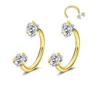 D.Bella 2Pcs Horseshoe Nose Rings Hoops Septum Ring 316L Stainless Steel Nose Rings CZ Horseshoe Septum Lip Labret Eyebrow Helix Daith Ear Piercing Jewelry For Women Men