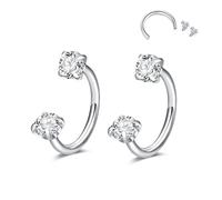 D.Bella 2Pcs Horseshoe Nose Rings Hoops Septum Ring 316L Stainless Steel Nose Rings CZ Horseshoe Septum Lip Labret Eyebrow Helix Daith Ear Piercing Jewelry For Women Men