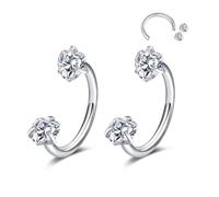 D.Bella 2Pcs Horseshoe Nose Rings Hoops Septum Ring 316L Stainless Steel Nose Rings CZ Horseshoe Septum Lip Labret Eyebrow Helix Daith Ear Piercing Jewelry For Women Men