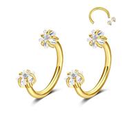 D.Bella 2Pcs Horseshoe Nose Rings Hoops Septum Ring 316L Stainless Steel Nose Rings CZ Horseshoe Septum Lip Labret Eyebrow Helix Daith Ear Piercing Jewelry For Women Men