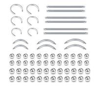 D.Bella Replacement Balls Surgical Steel Straight Bar Body Piercing Jewelry Horseshoe Curved Labret Barbell Parts for Men Women 16G