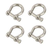 D Bow Ring Shackle Locks, 304 Stainless Steel D Ring, Screw Pin Anchor Shackle for Traction Steel Wire, Heavy Duty Construction, Rigging, Vehicle Recovery, Hauling, Tie Downs, Hanging (M10-4Pcs)