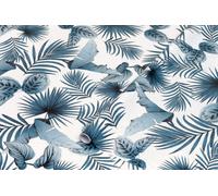 D-C-Fix Blue White Botanical Leaf Stickyback Plastic Vinyl Film 2M X 67.5Cm