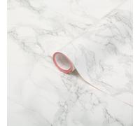 D-C-Fix Mid Sheen White & Grey Marble Effect Self-Adhesive Film (L)2.1M (W)900mm